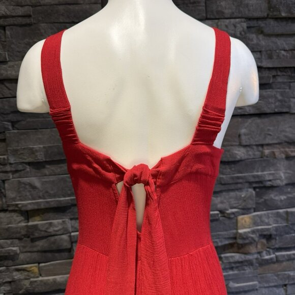 Knox Rose Red Tiered Boho Peasant Long Sleeveless Maxi Dress Large Flowy Bright - Picture 4 of 9